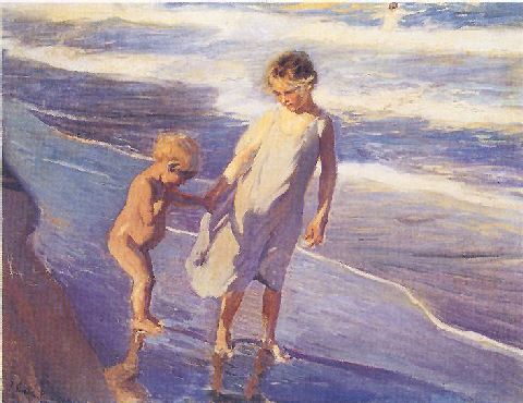 Valencia, Two Children on the Beach by Joaquin Sorolla